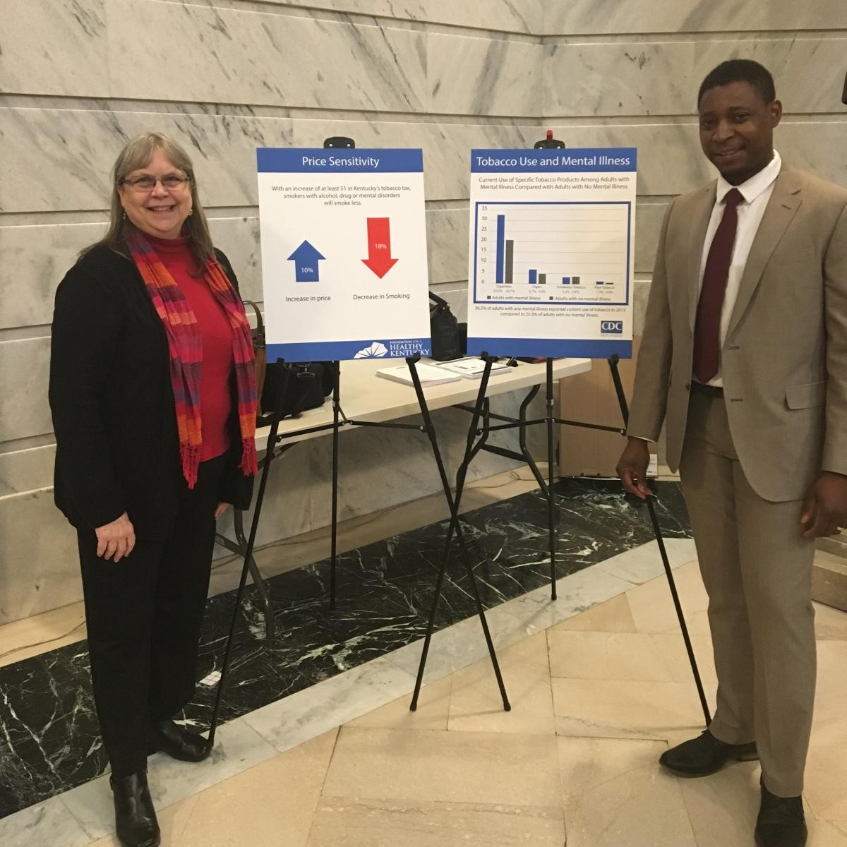 Zim Okoli and Audrey Darville photographed at the Cigarette Tax Event