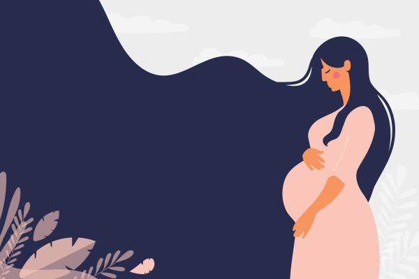 Illustrated graphic of pregnant woman. 