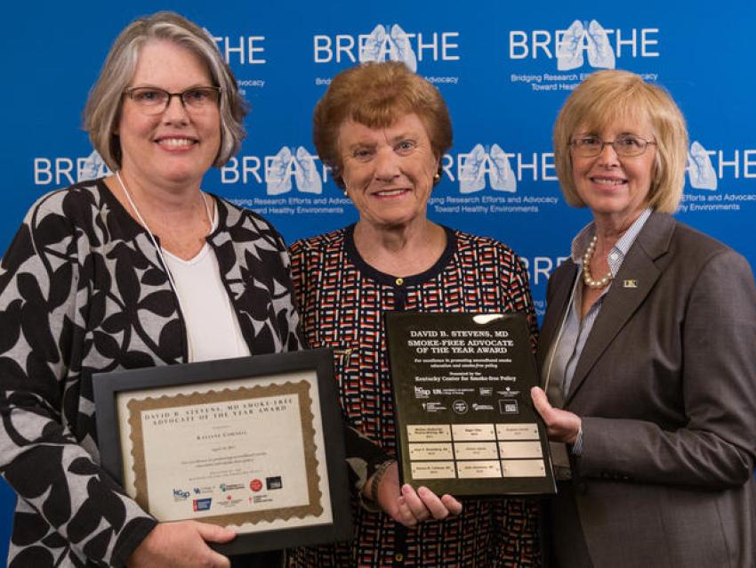 Kaylene Cornell holding award at KCSP Conference