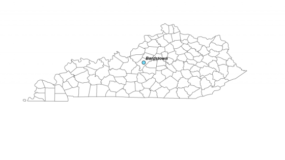 Map showing where Bardstown, KY is located.