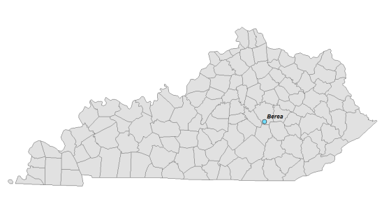 Map showing where Berea is located within Kentucky