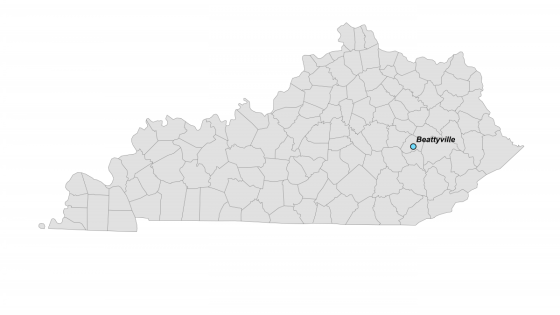 Map showing where Beattyville is located within Kentucky.