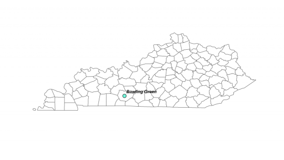 Map showing where Bowling Green is located within Kentucky