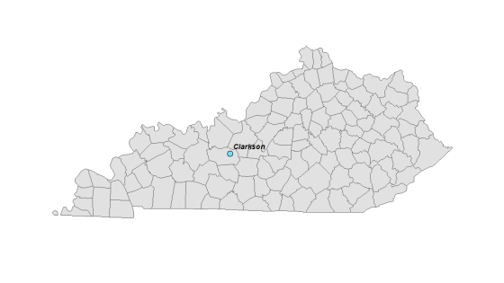 Map showing where Clarkson is located within Kentucky