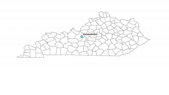 Map showing Elizabethtown's location within Kentucky