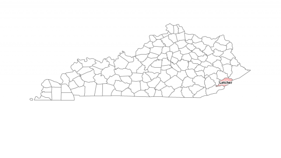 Map showing Letcher County's location within Kentucky