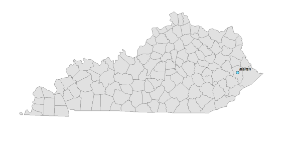 Map showing Martin's location within Kentucky