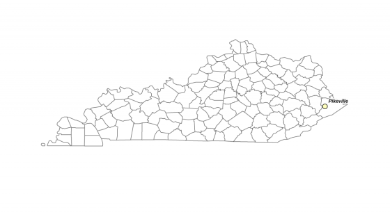 Map showing Pikeville's location within Kentucky