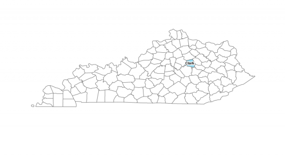Map showing where Clark County is located within Kentucky.