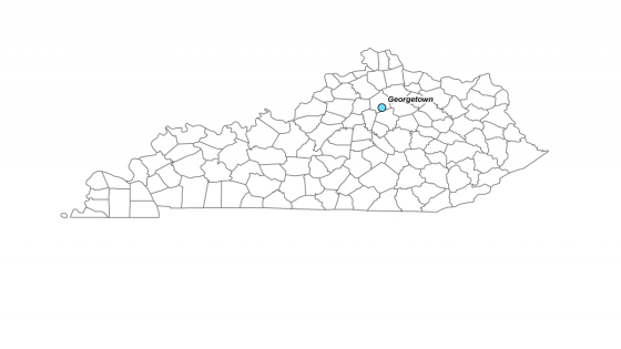 Map showing Georgetown's location within Kentucky