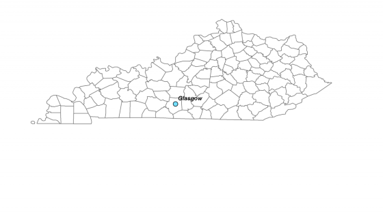 Map showing Glsagow's location within Kentucky