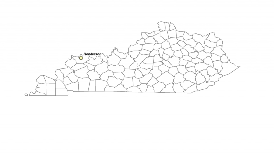 Map showing Henderson's location within Kentucky