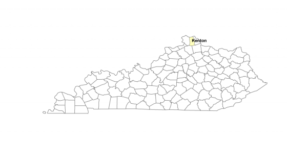 Map showing where Kenton County is located within Kentucky