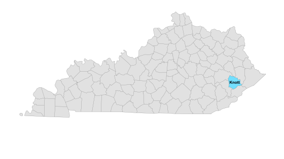 Map showing where Knott County is located within Kentucky.
