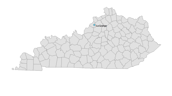 Map showing La Grange's location with Kentucky