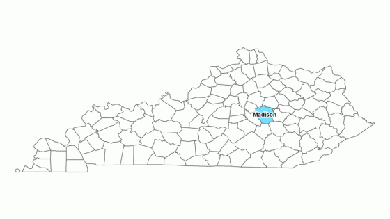 Map showing where Madison County is located within Kentucky