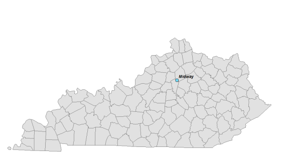 Map showing Midway's location within Kentucky