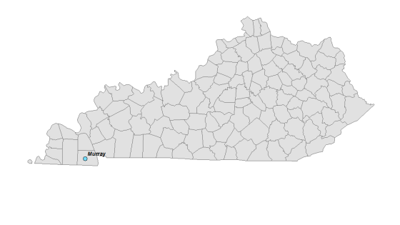 Map showing Murray's location within Kentucky