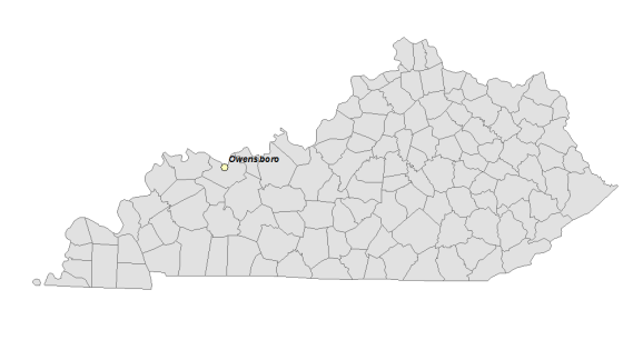 Map showing Owensboro's location with Kentucky