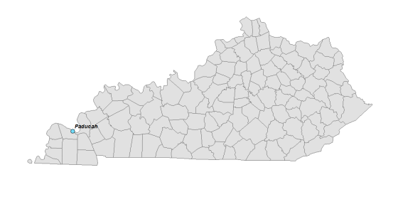 Map showing Paducah's location within Kentucky