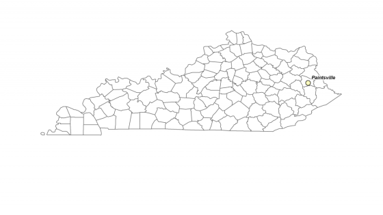 Map showing where Paintsville is located within Kentucky