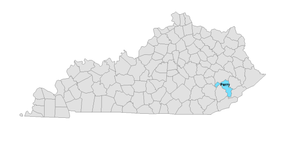 Map showing where Perry County is located within Kentucky.