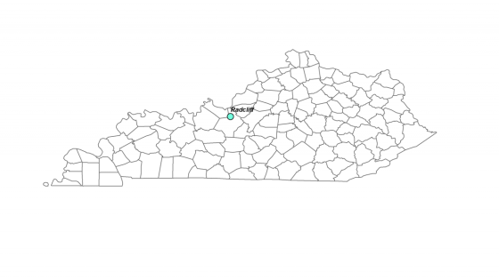 Map showing Radcliff's location within Kentucky