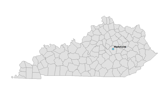Map showing where Richmond is located within Kentucky