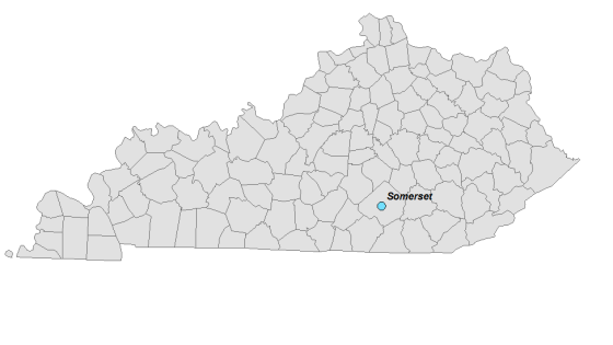 Map showing Somerset's location with Kentucky