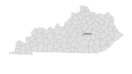 Map showing Stanford's location within Kentucky