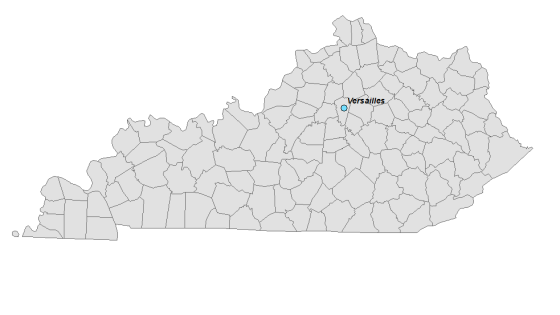 Map showing Versailles' location within Kentucky