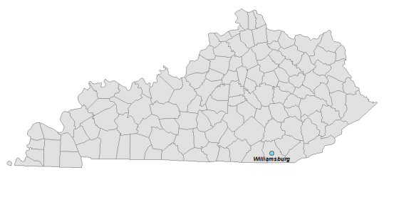 Map showing Williamsburg's location within Kentucky