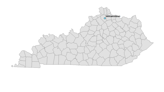 Map showing Williamstown's location within Kentucky